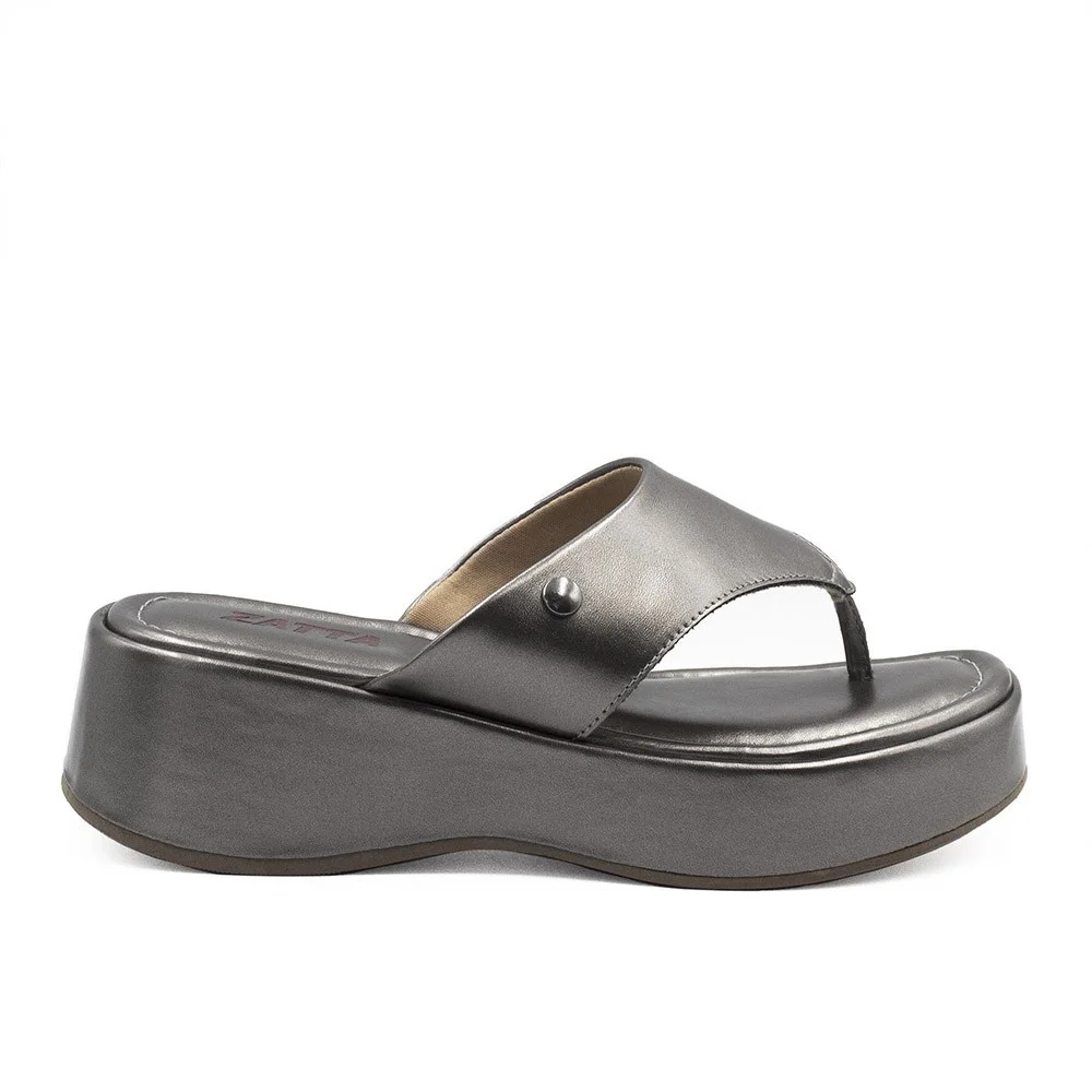 Tamanco De Dedo Zatta Flatform Tamires Prata 5