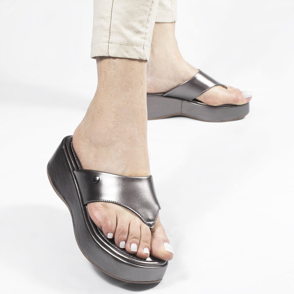 Tamanco De Dedo Zatta Flatform Tamires Prata 7
