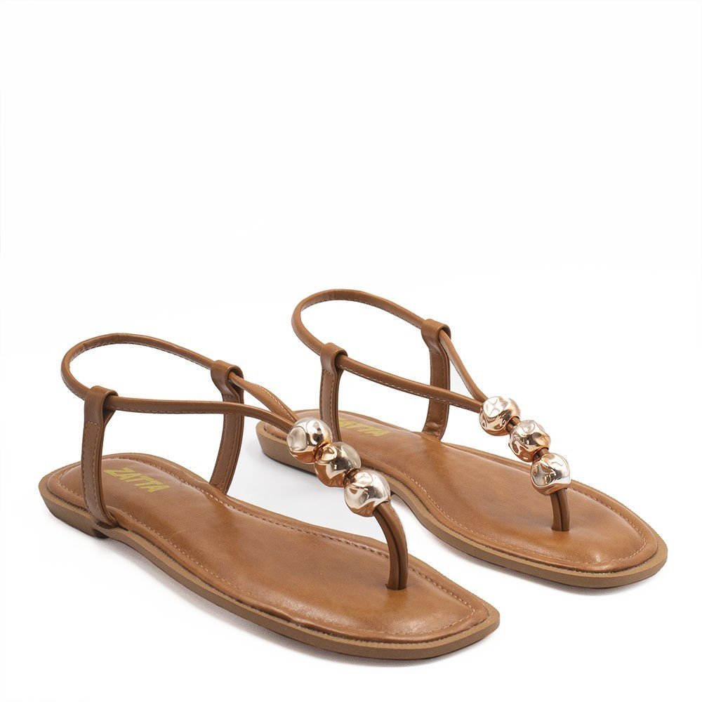 Rasteira Zatta  Enfeite De Esferas Rita Caramelo Marrom 3