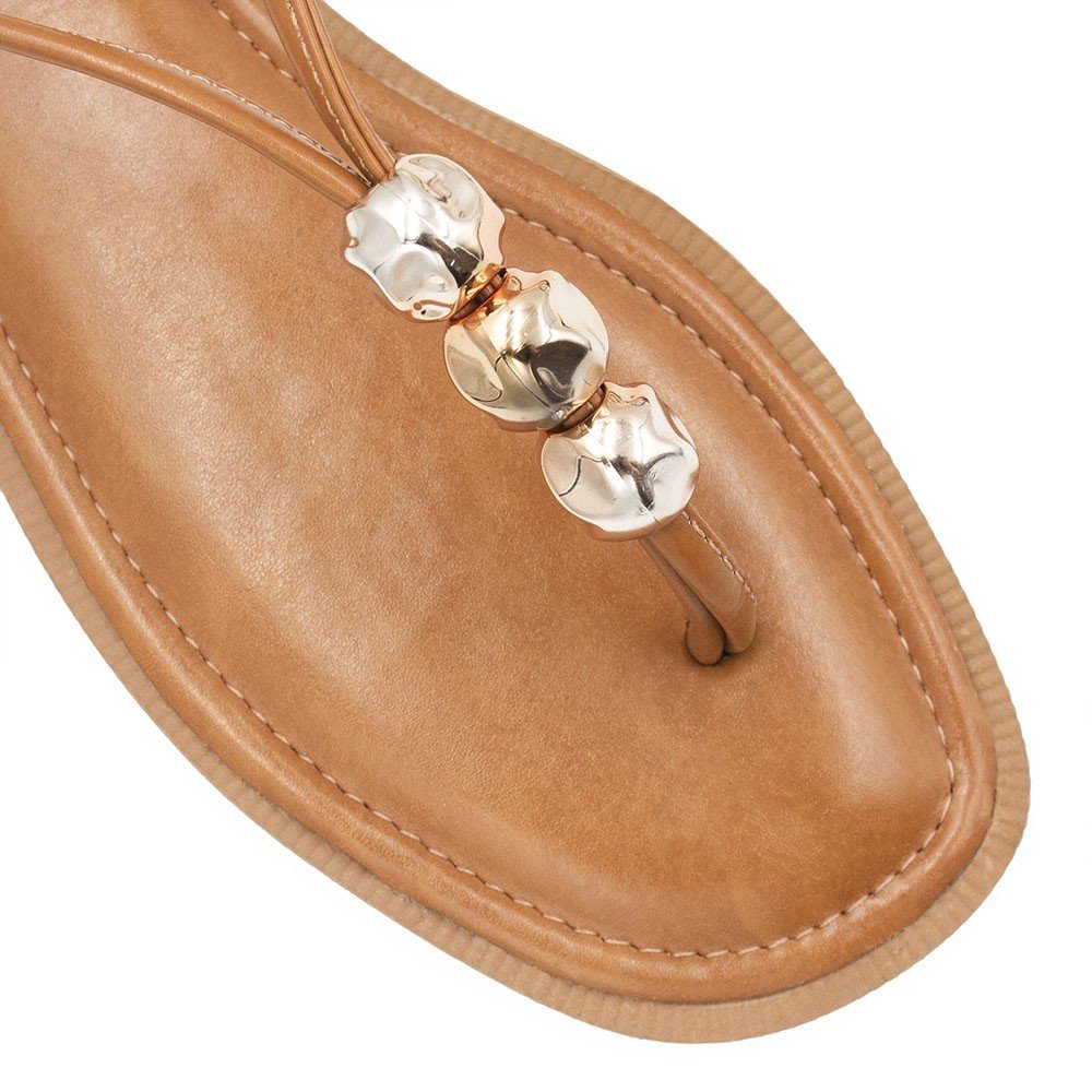 Rasteira Zatta  Enfeite De Esferas Rita Caramelo Marrom 4