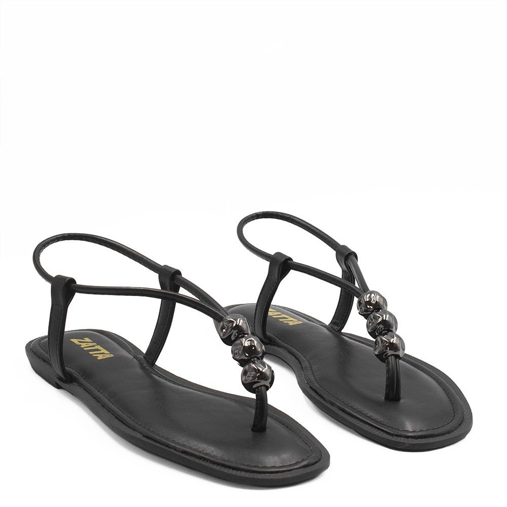 Rasteira Zatta  Enfeite De Esferas Rita Preta Preto 3