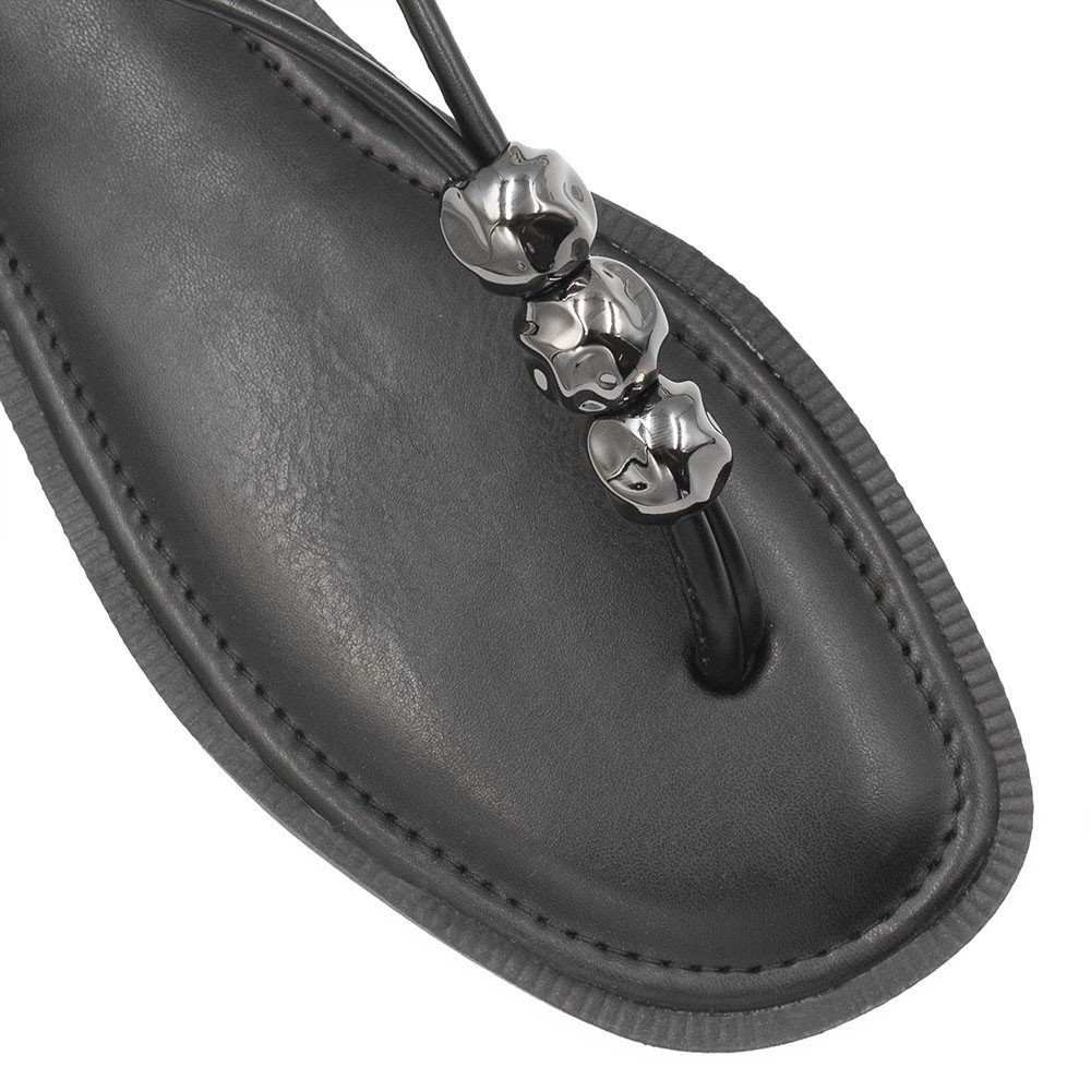 Rasteira Zatta  Enfeite De Esferas Rita Preta Preto 5