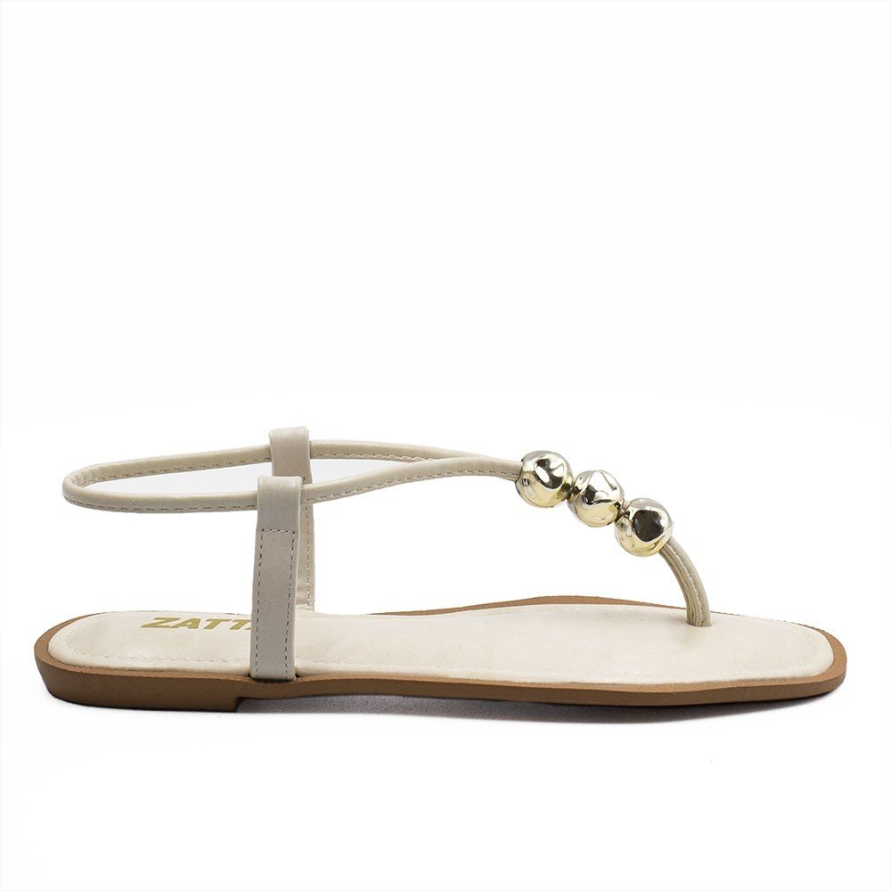 Rasteira Zatta  Enfeite De Esferas Rita Off White