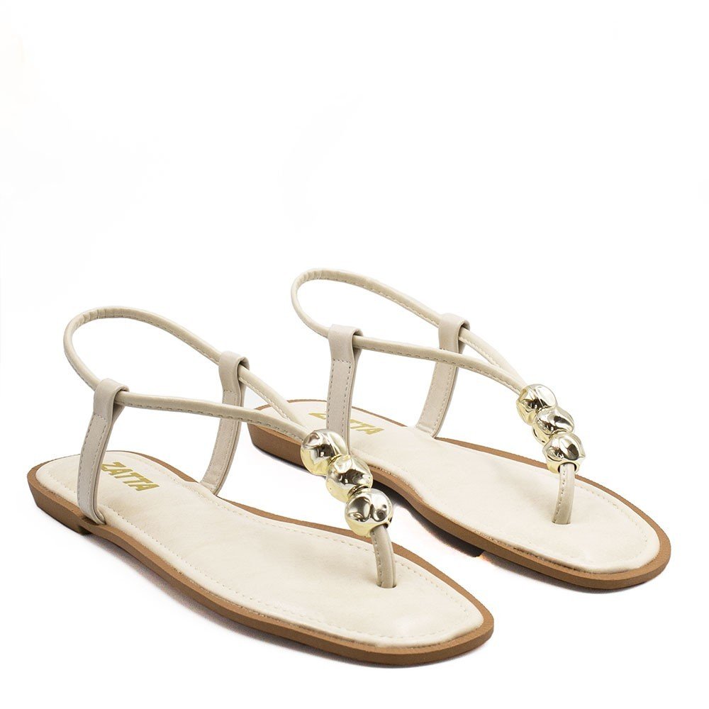 Rasteira Zatta  Enfeite De Esferas Rita Off White Branco 3