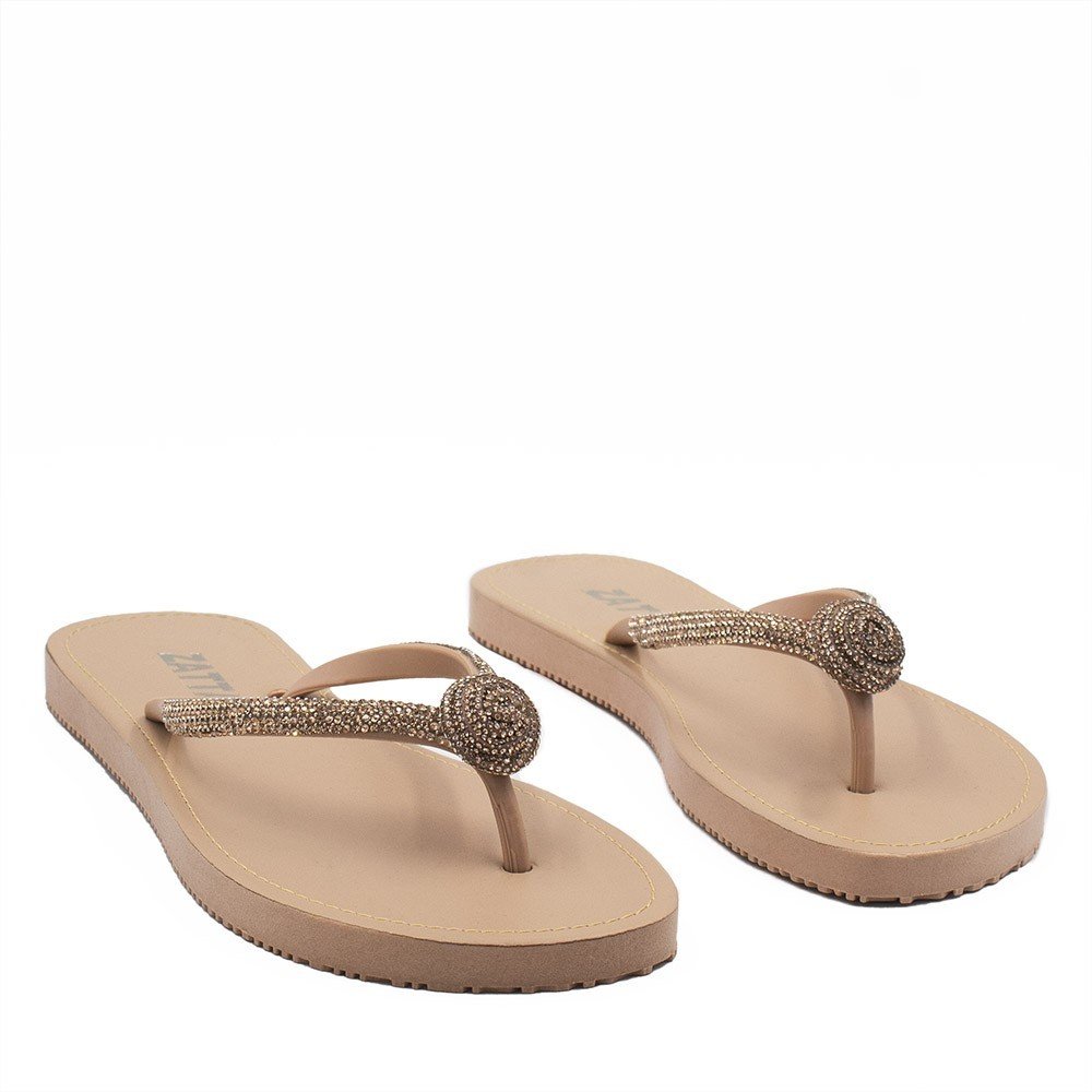 Chinelo Zatta  Dedo Brilho Strass Nancy Nude Bege 3