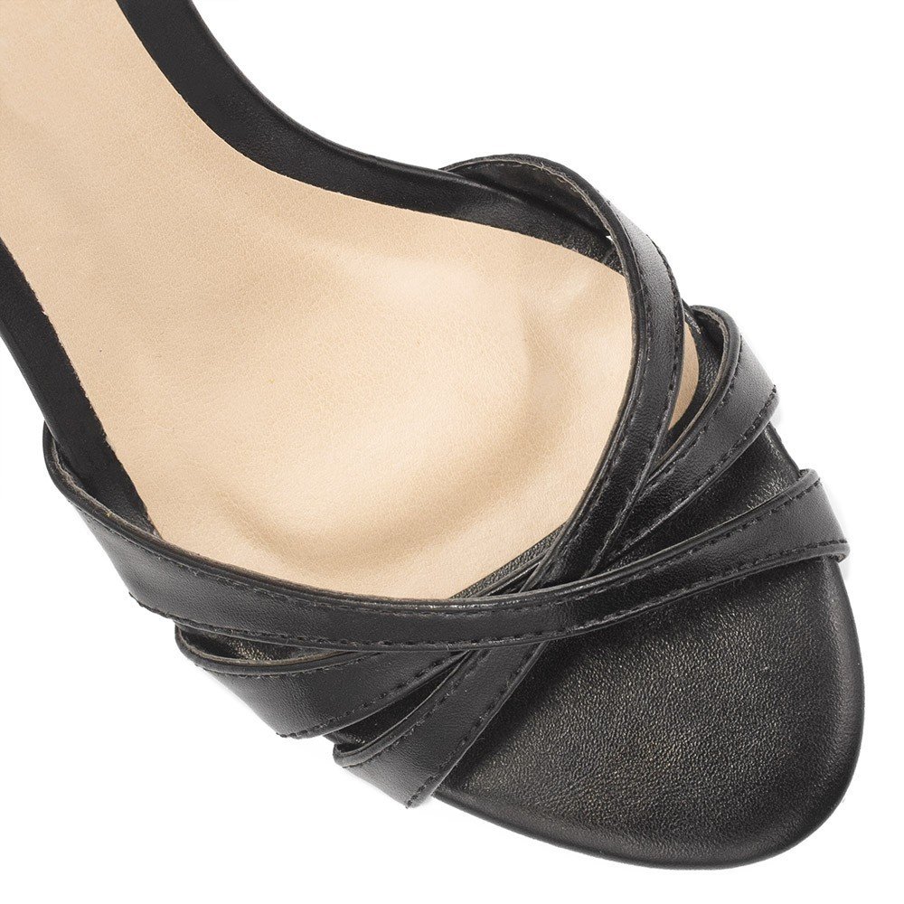 Sandália Zatta Salto Alto Tres Tiras Jade Preta Preto 3