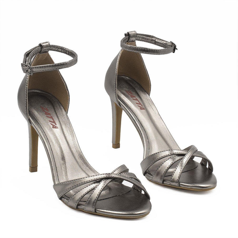 Sandália  Zatta Salto Alto Tres Tiras Jade Prata Velho Prata 3