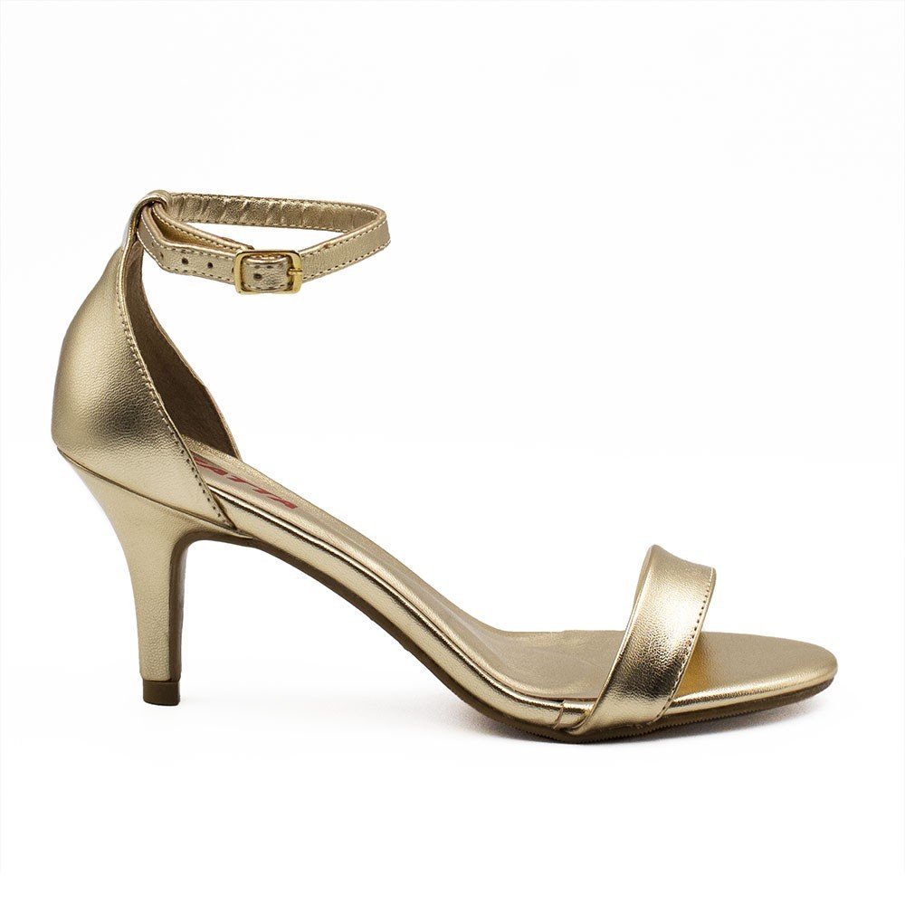 Sandália Zatta Básica Salto Médio Fino Larissa Dourada
