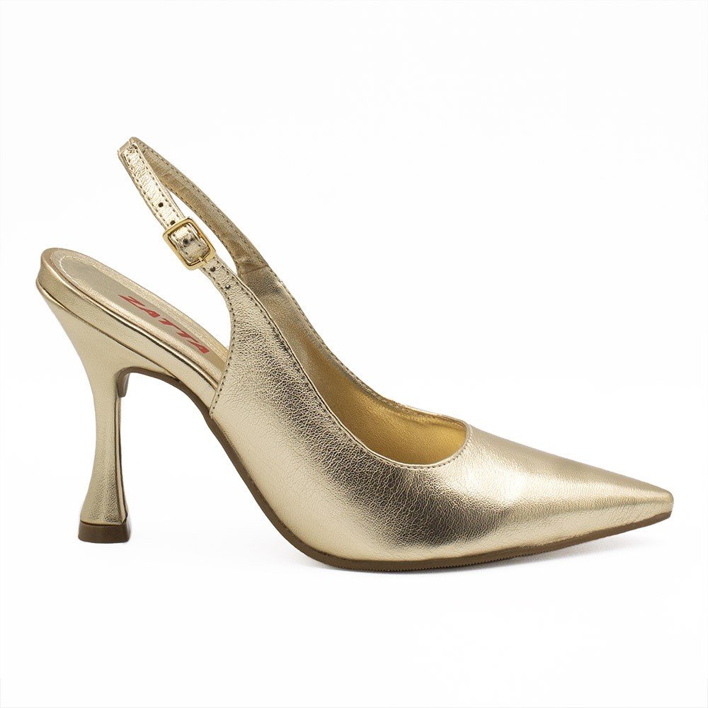 Scarpin Zatta Slingback Salto Taça Helena Ouro Light
