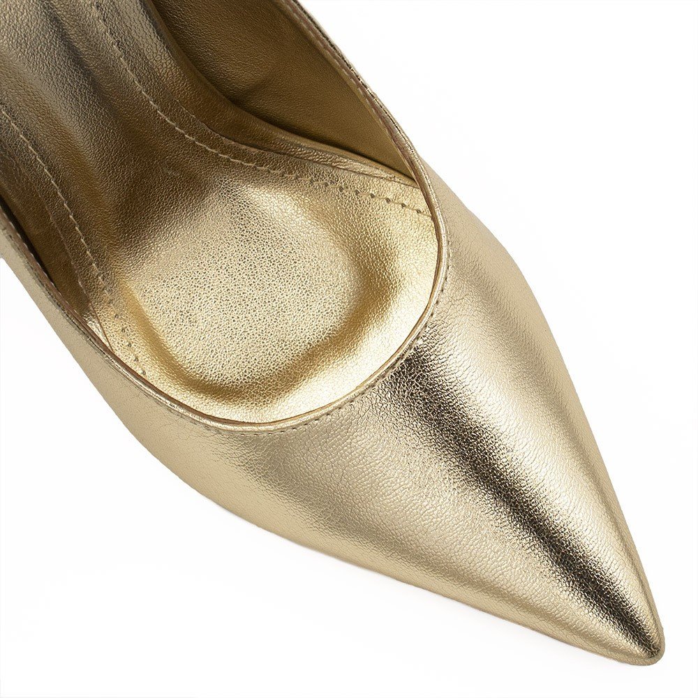 Scarpin Zatta Slingback Salto Taça Helena Ouro Light Dourado 4