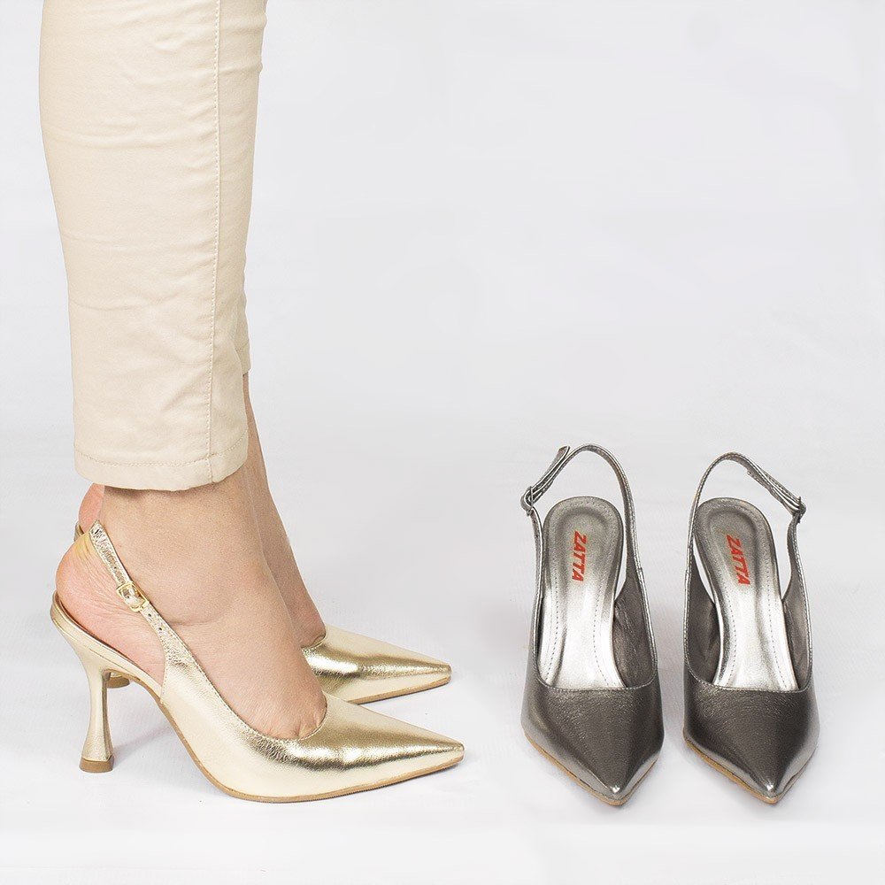 Scarpin Zatta Slingback Salto Taça Helena Ouro Light Dourado 6