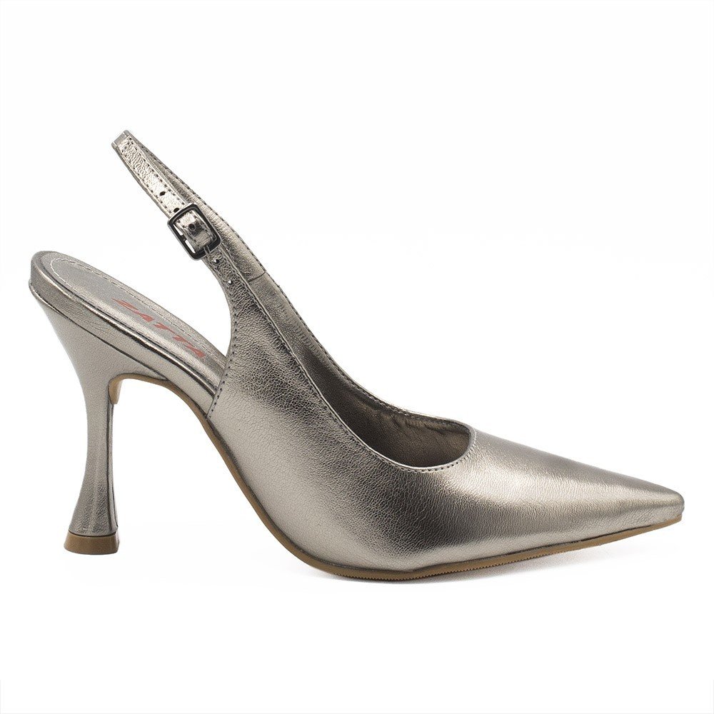 Scarpin Zatta Slingback Salto Taça Helena Prata Velho