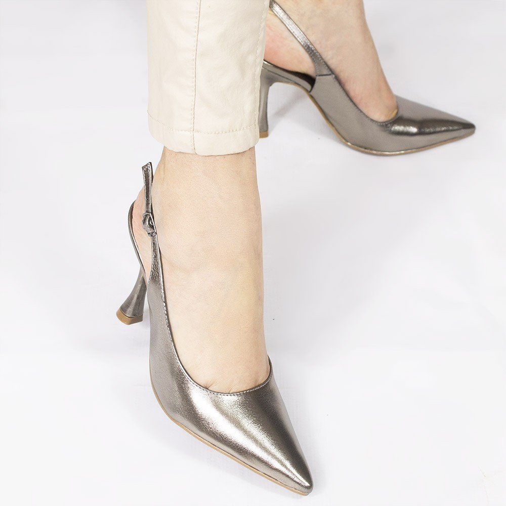 Scarpin Zatta Slingback Salto Taça Helena Prata Velho Prata 2