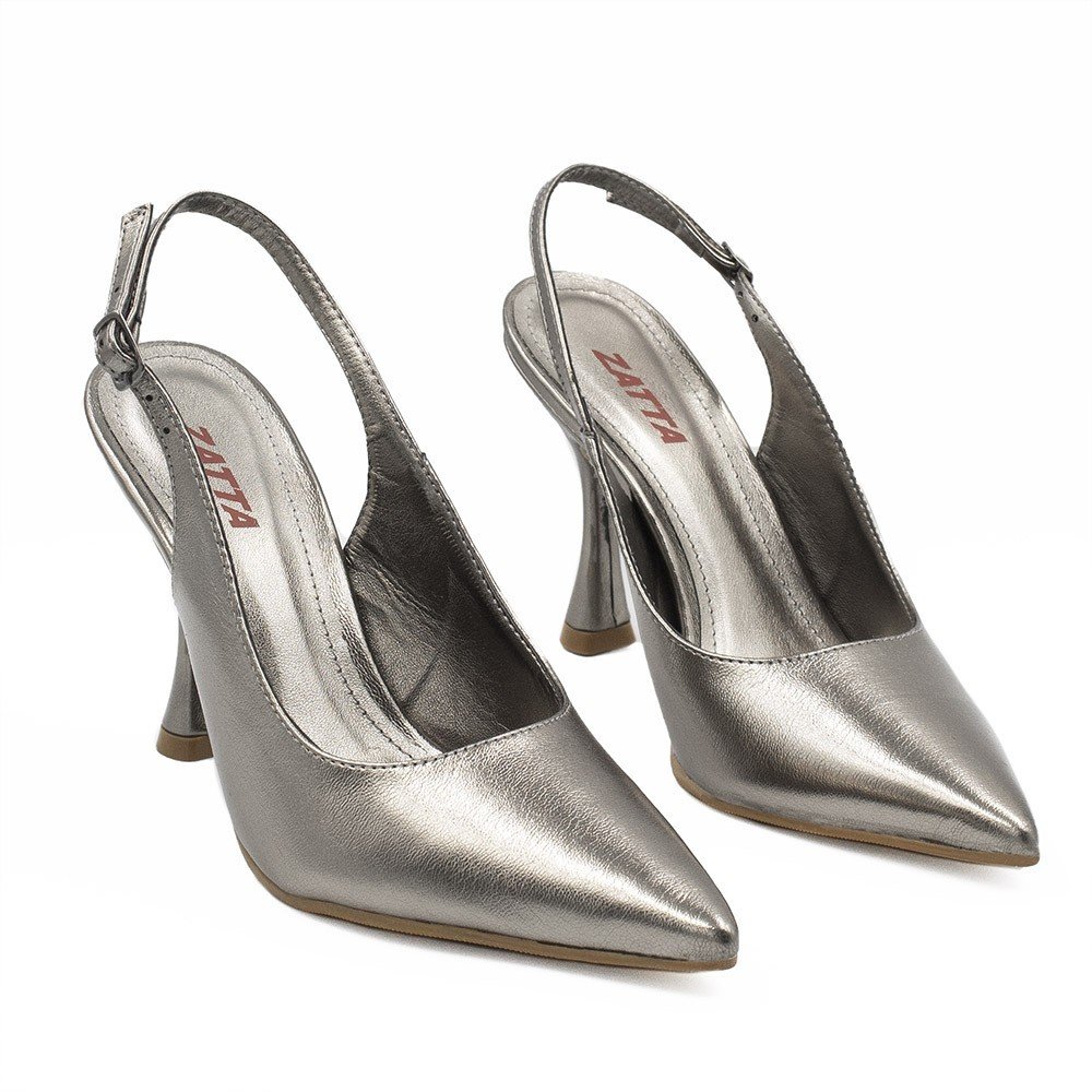 Scarpin Zatta Slingback Salto Taça Helena Prata Velho Prata 3