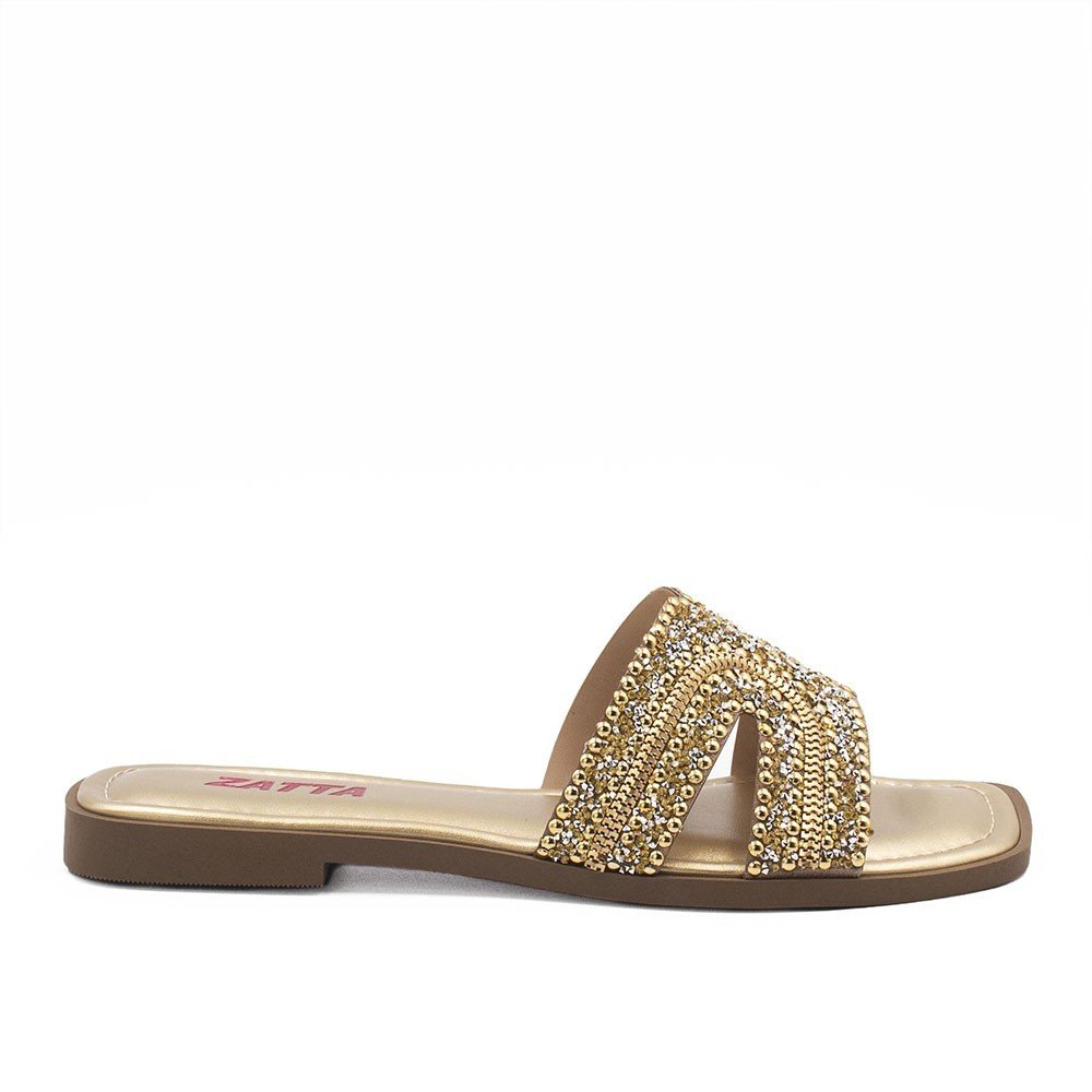 Rasteira Zatta  de Pedras Mirela Dourada