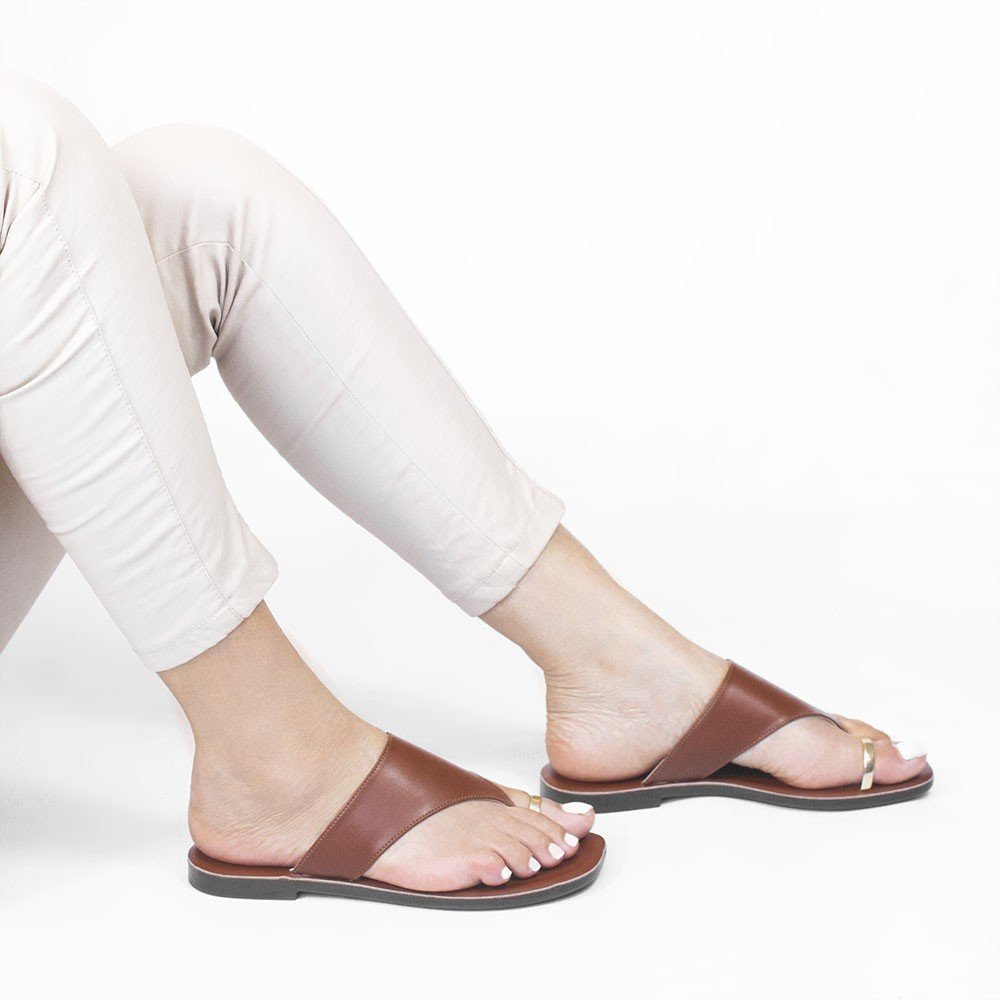 Rasteira de Dedo Metal Zatta Alaide Caramelo Marrom 2