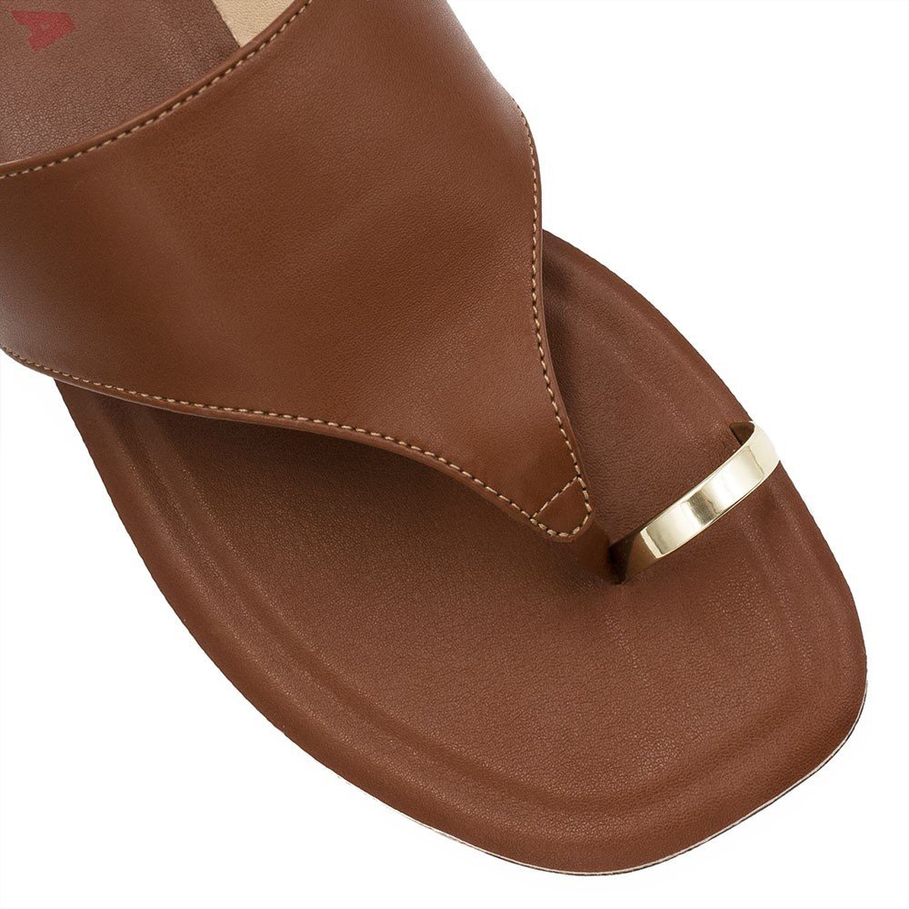 Rasteira de Dedo Metal Zatta Alaide Caramelo Marrom 3