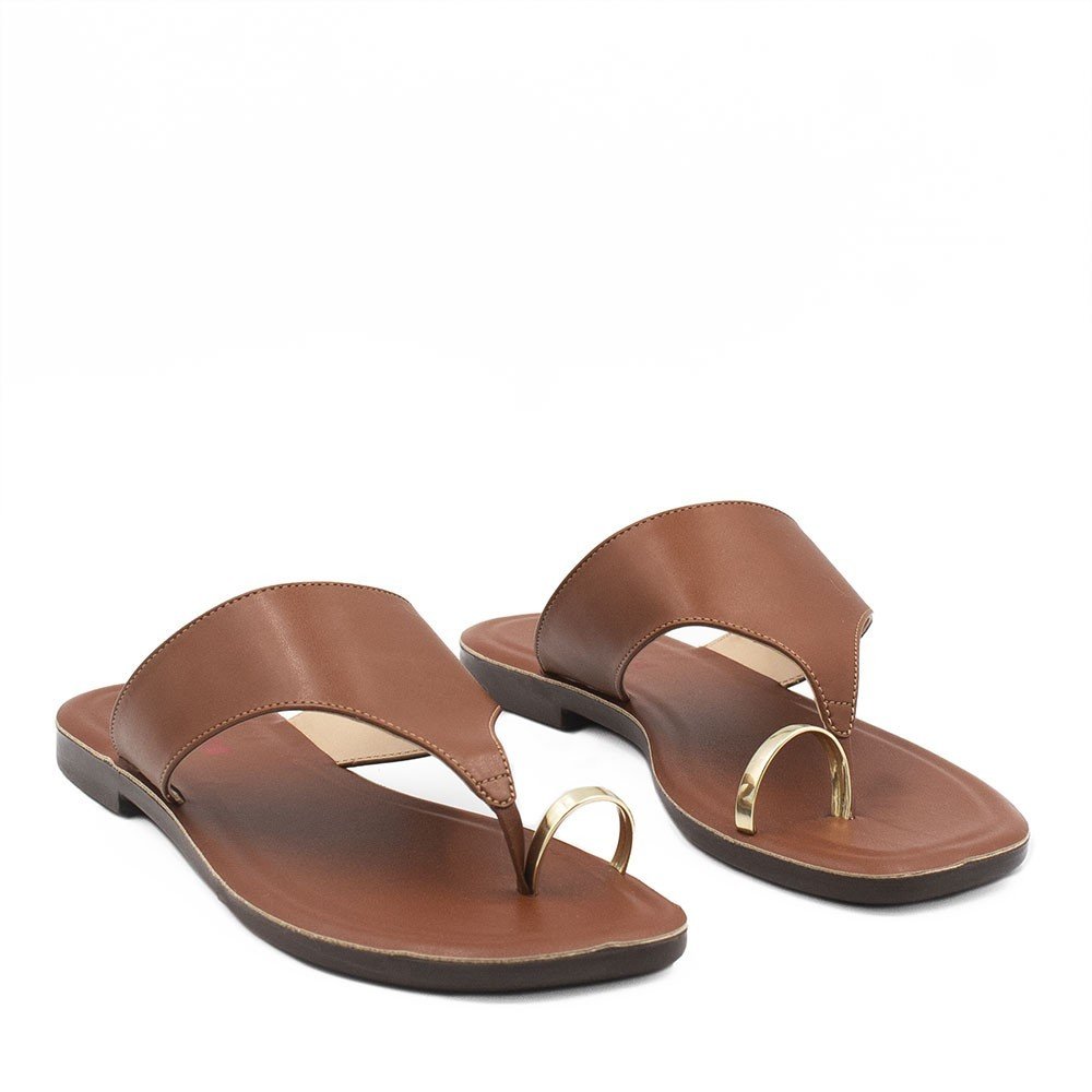 Rasteira de Dedo Metal Zatta Alaide Caramelo Marrom 5