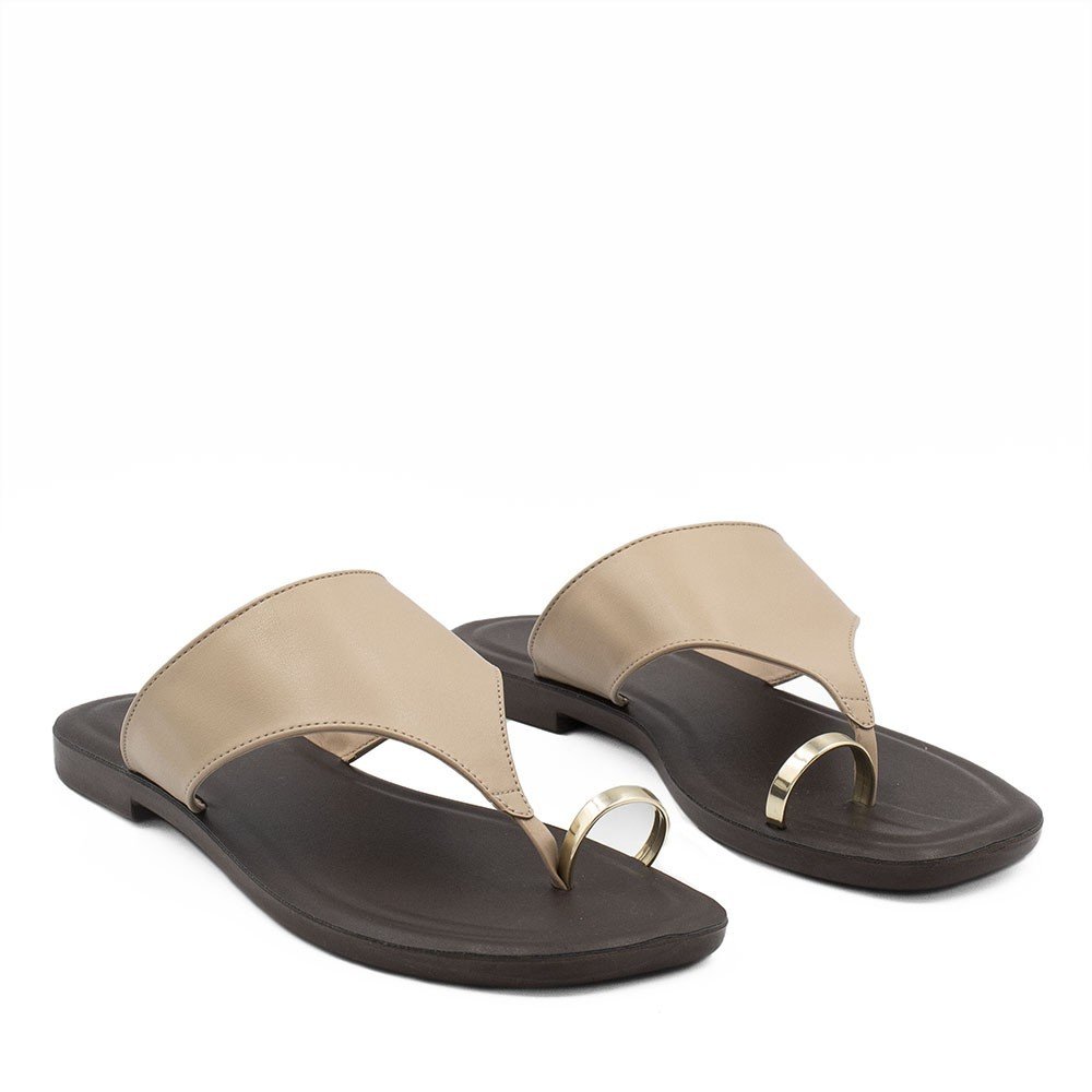 Rasteira de Dedo Metal Zatta Alaide  Taupe Nude 3