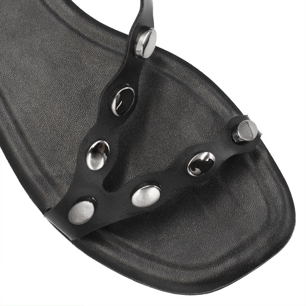 Sandália Rasteira Zatta Metais Raquel Preta Preto 5