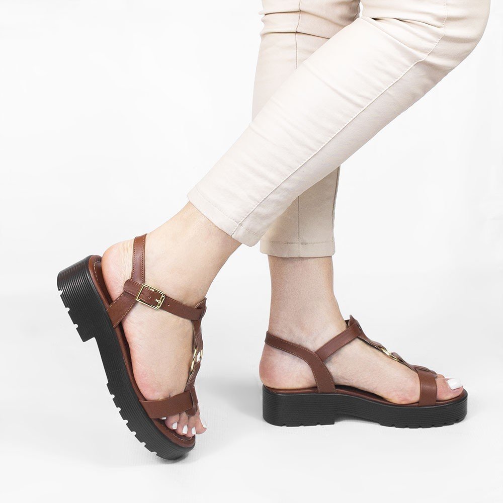 Sandália Zatta Tratorada Argola Rute Caramelo Marrom 2