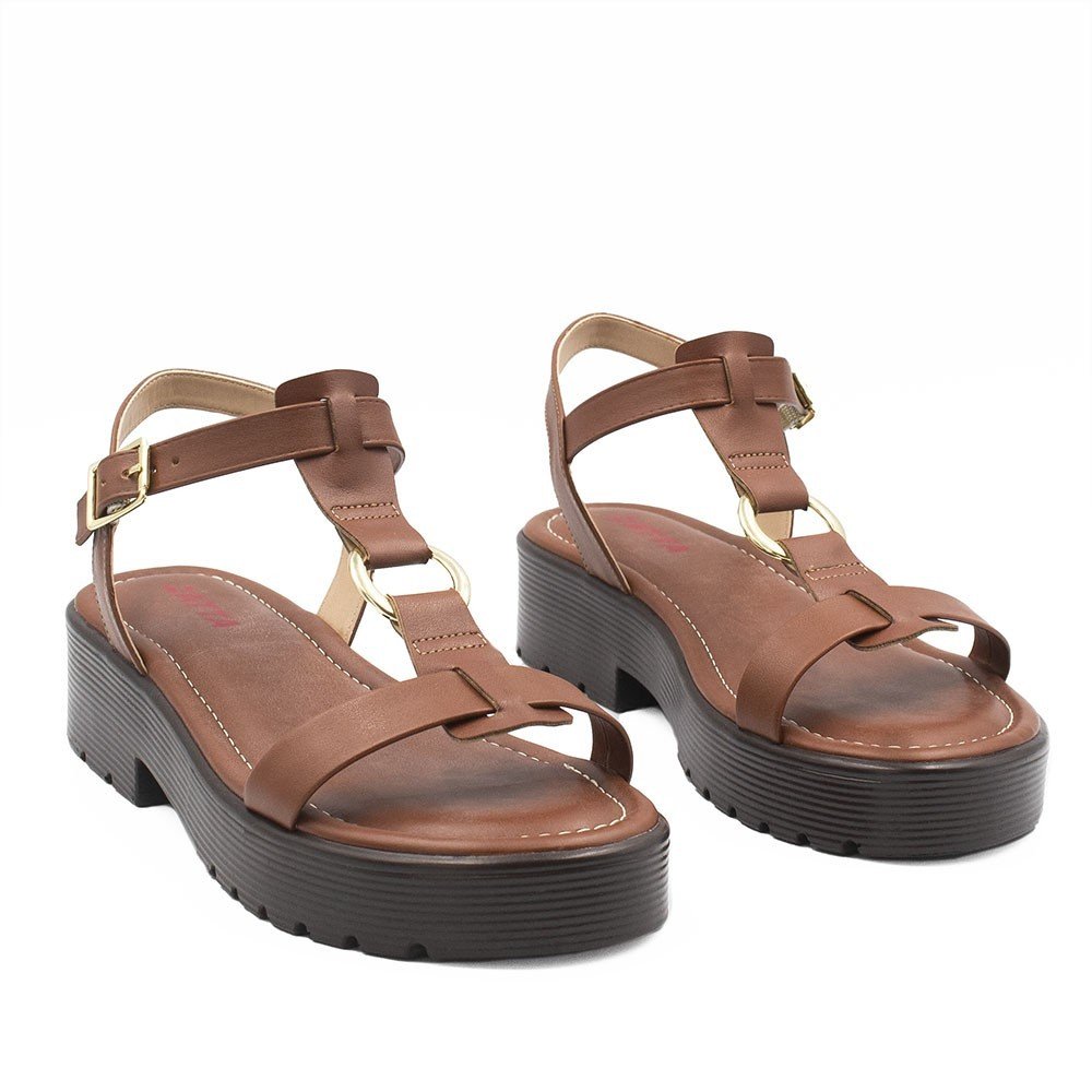 Sandália Zatta Tratorada Argola Rute Caramelo Marrom 3