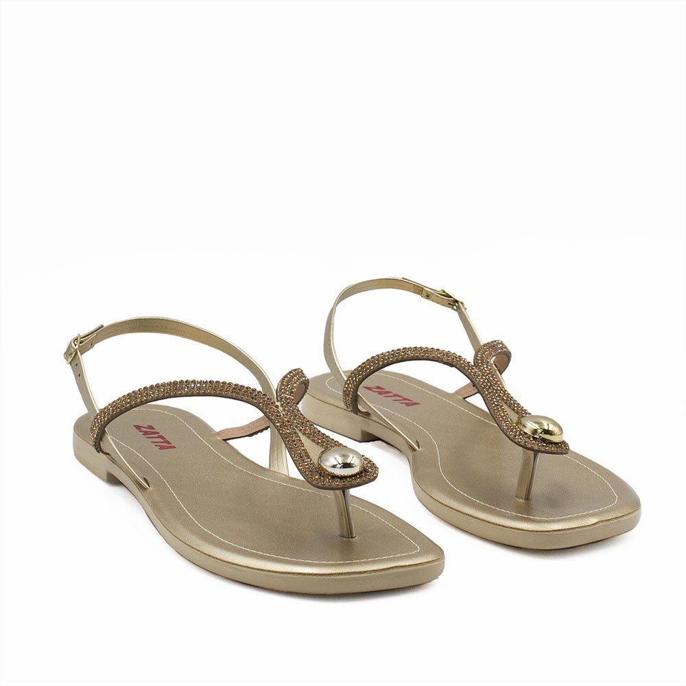 Sandália Rasteira Zatta Brilho Dedo Ruby Dourado Dourado 3