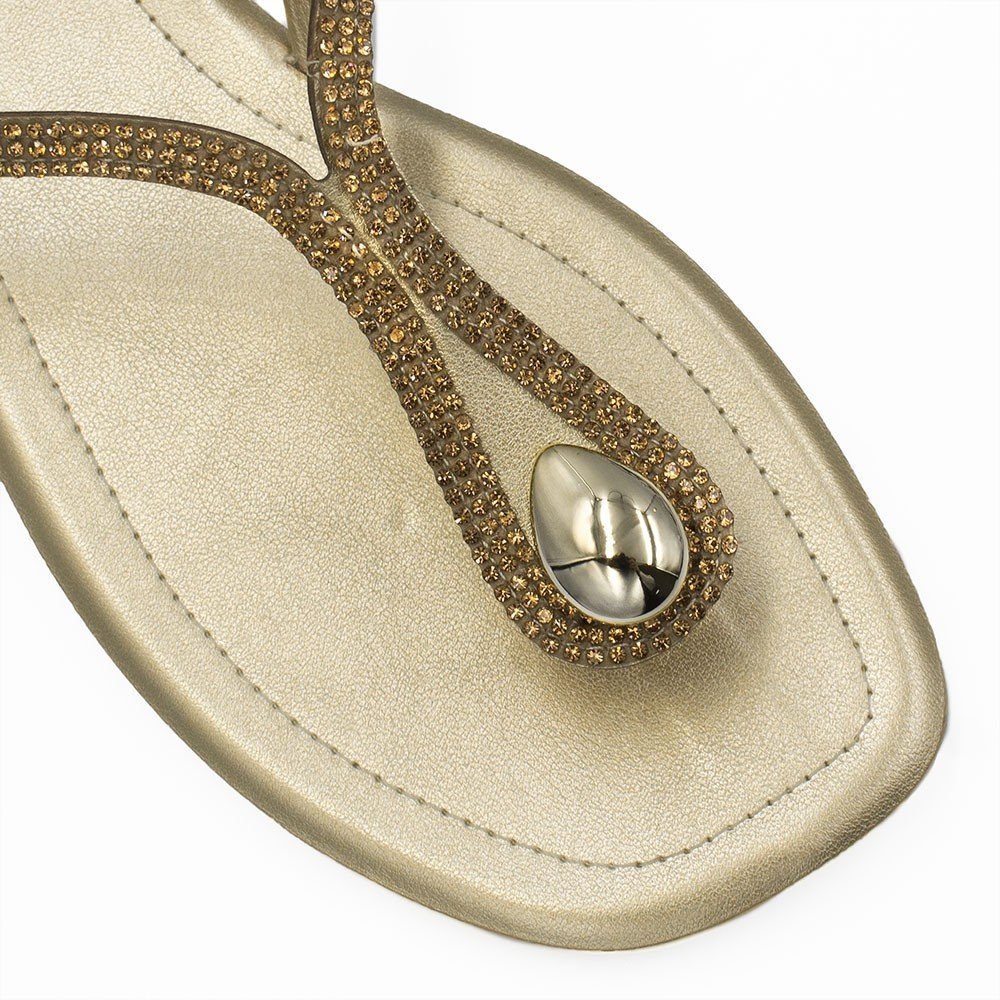 Sandália Rasteira Zatta Brilho Dedo Ruby Dourado Dourado 4