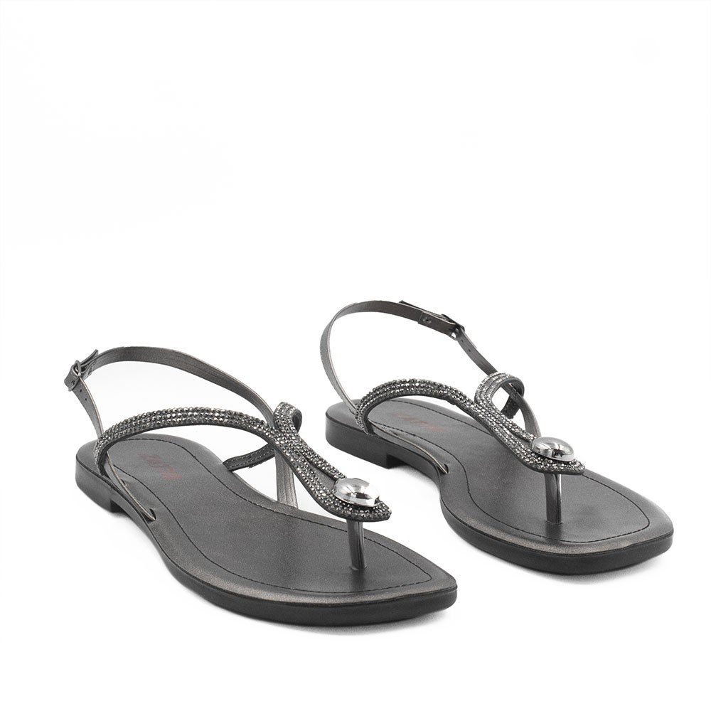 Sandália Rasteira Zatta Brilho Dedo Ruby Chumbo Chumbo 3