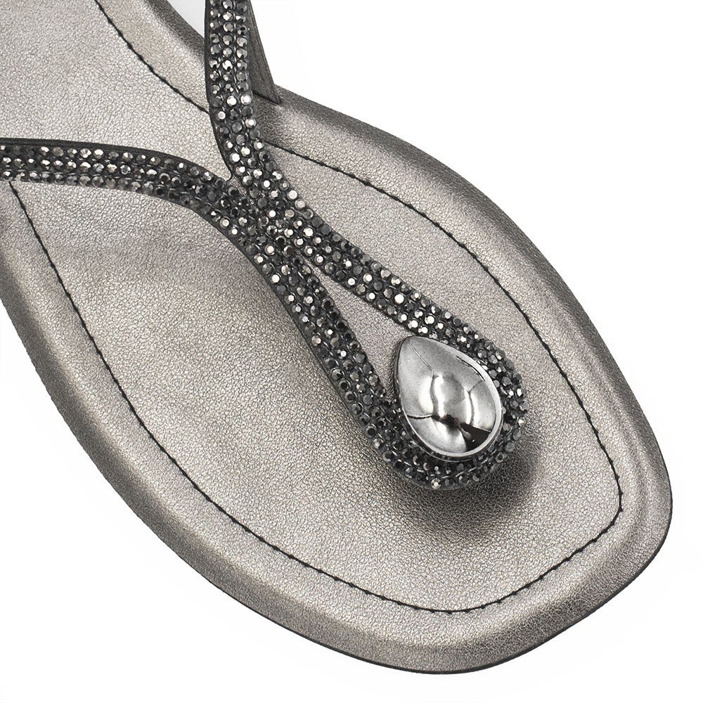 Sandália Rasteira Zatta Brilho Dedo Ruby Chumbo Chumbo 5