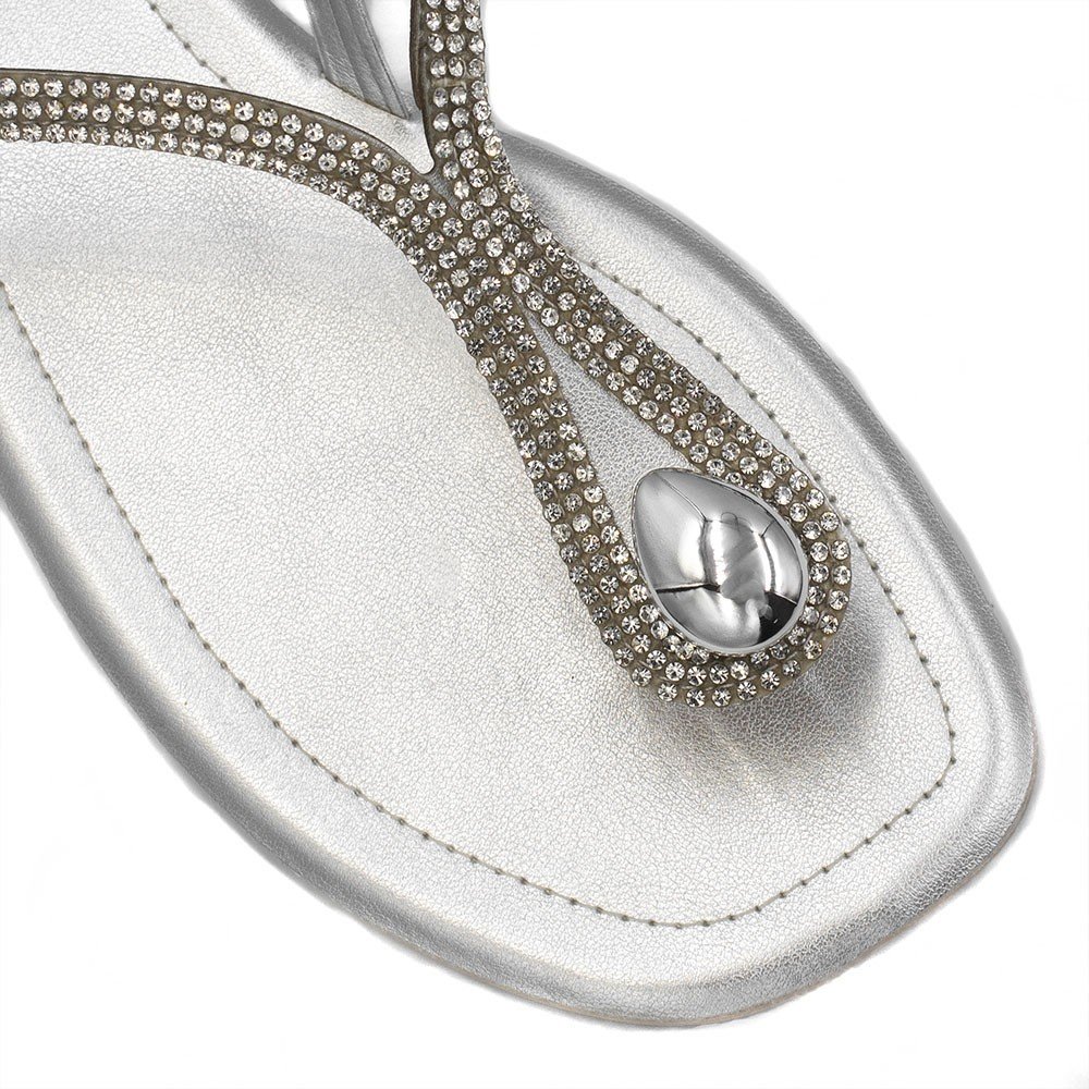 Sandália Rasteira Zatta Brilho Dedo Ruby Prata Prata 5