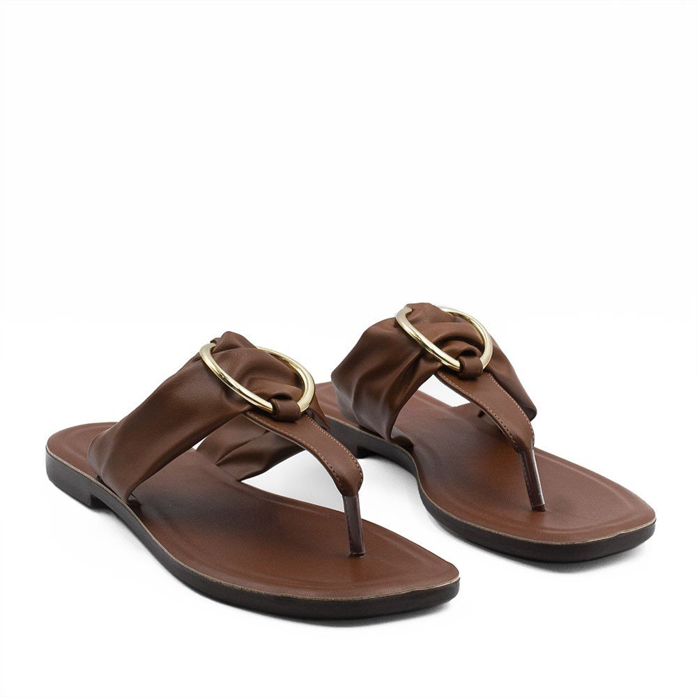 Rasteira Zatta  Argola de Dedo Regina Caramelo Marrom 3