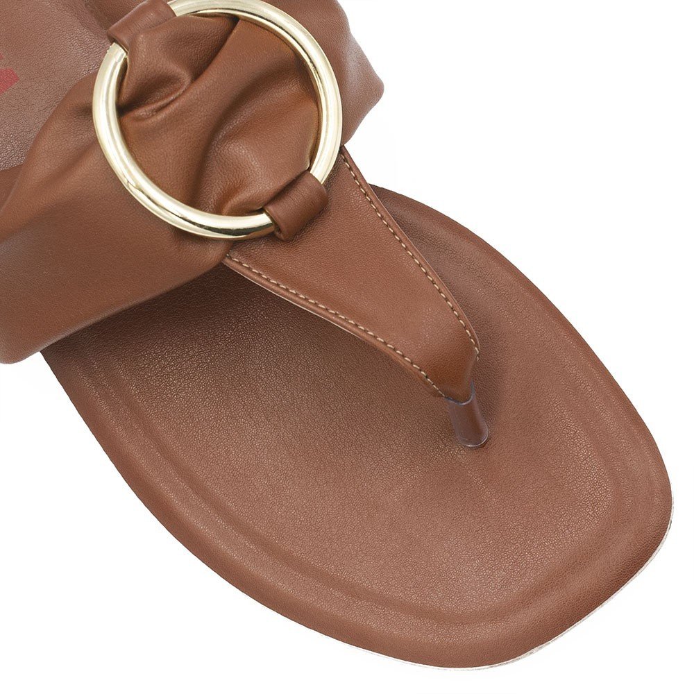 Rasteira Zatta  Argola de Dedo Regina Caramelo Marrom 5