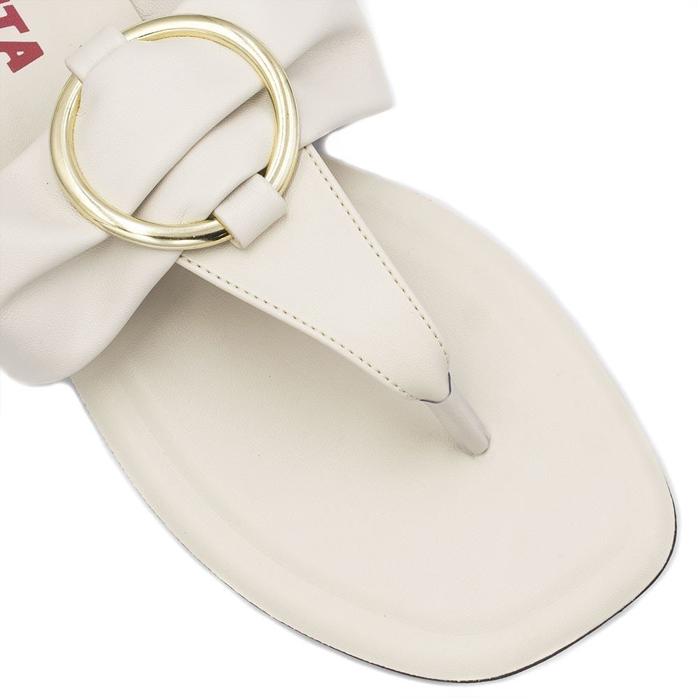 Rasteira Zatta  Argola de Dedo Regina Off White Branco 3