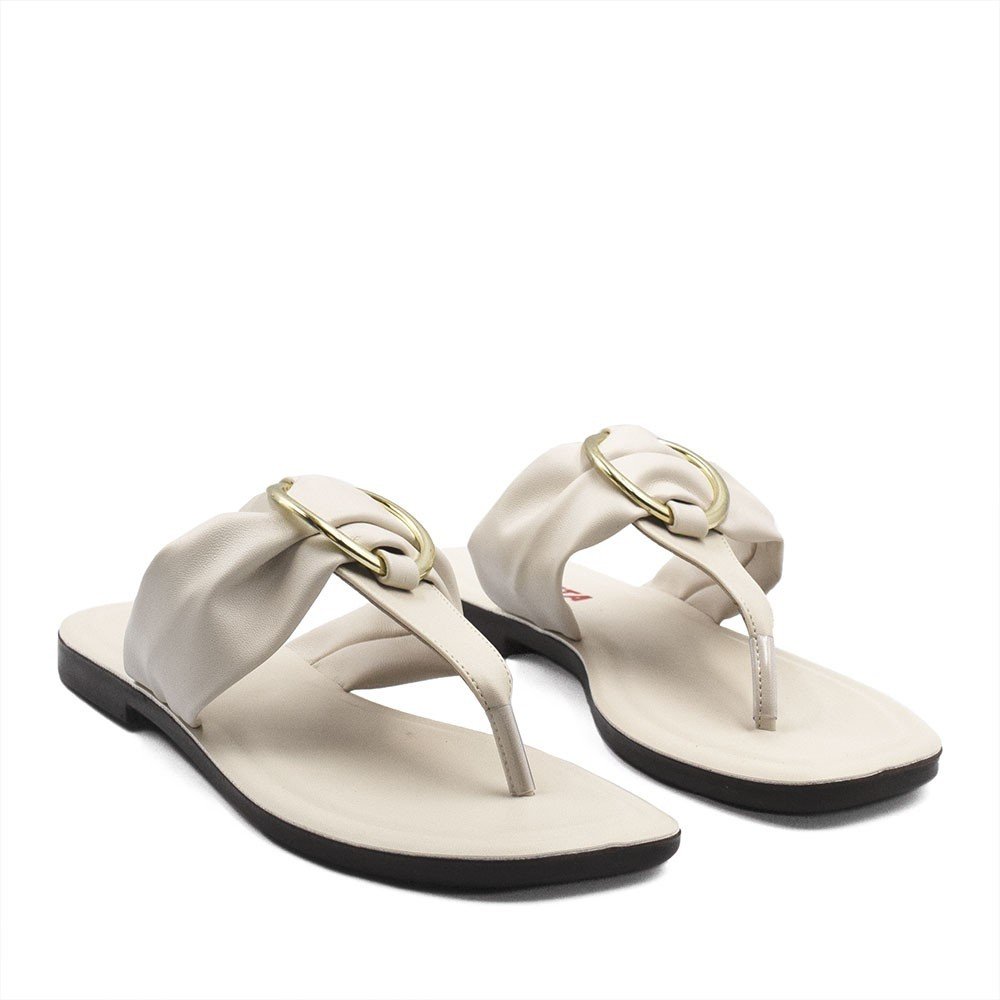 Rasteira Zatta  Argola de Dedo Regina Off White Branco 5