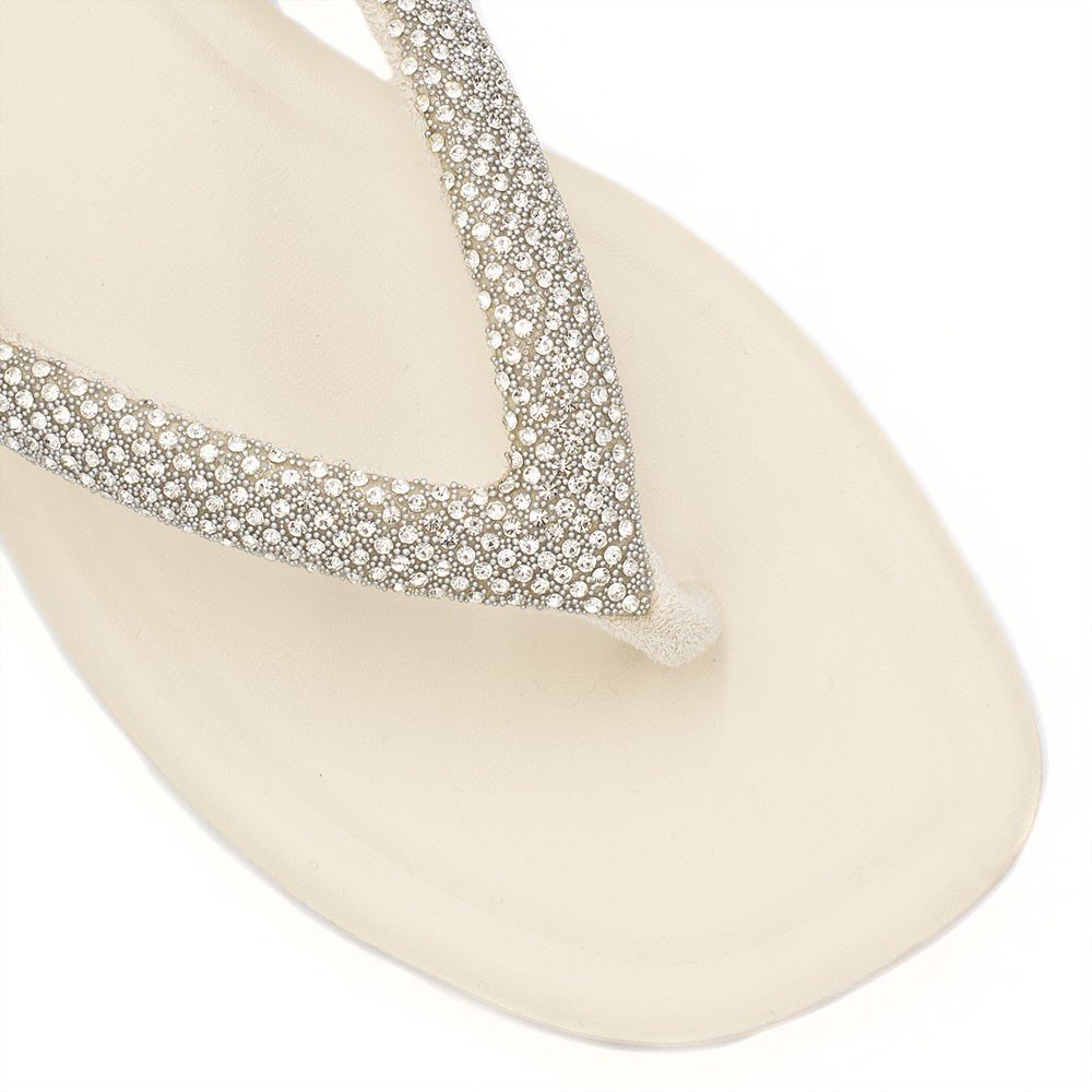 Chinelo  Zatta  de Dedo Brilho Rebeca Off White Branco 5