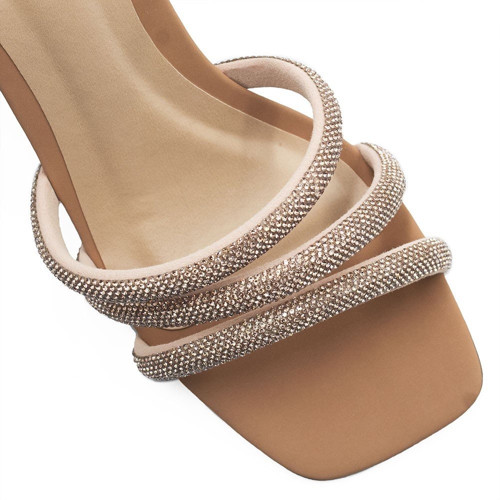 Sandália Zatta Salto Bloco Tiras de Strass Carmem Caramelo Marrom 3