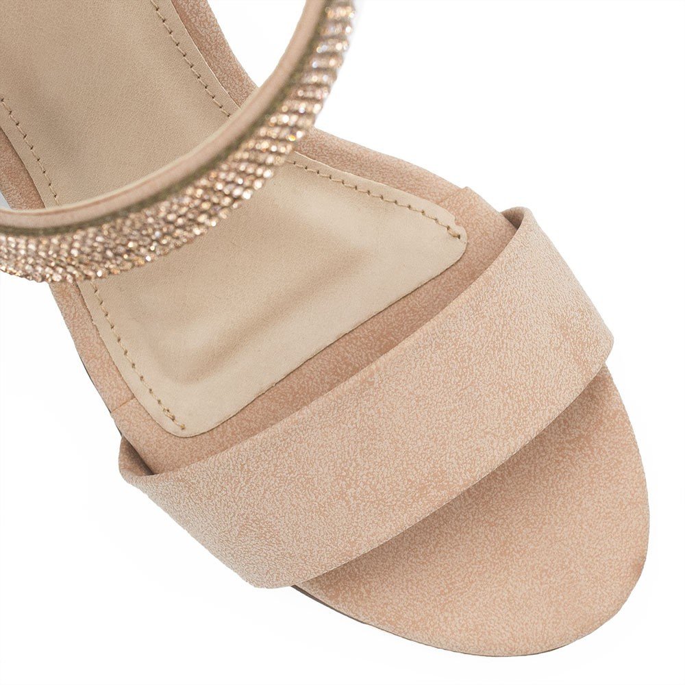 Sandália Zatta Salto Bloco Strass Fiorela Nude Nude 3