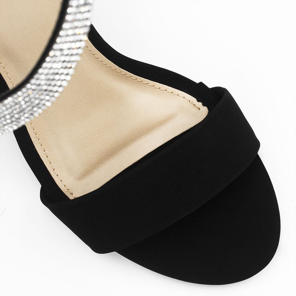 Sandália Zatta Salto Bloco Strass Fiorela Preto Preto 3