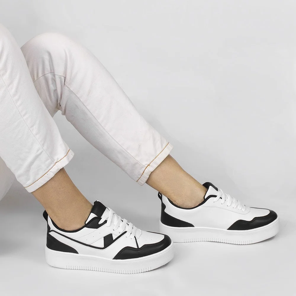 Tênis Zatta Casual Cadarço Janaína Preto Preto/Branco 2