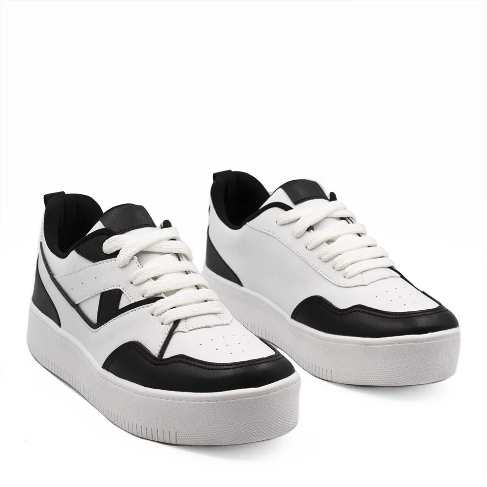 Tênis Zatta Casual Cadarço Janaína Preto Preto/Branco 5