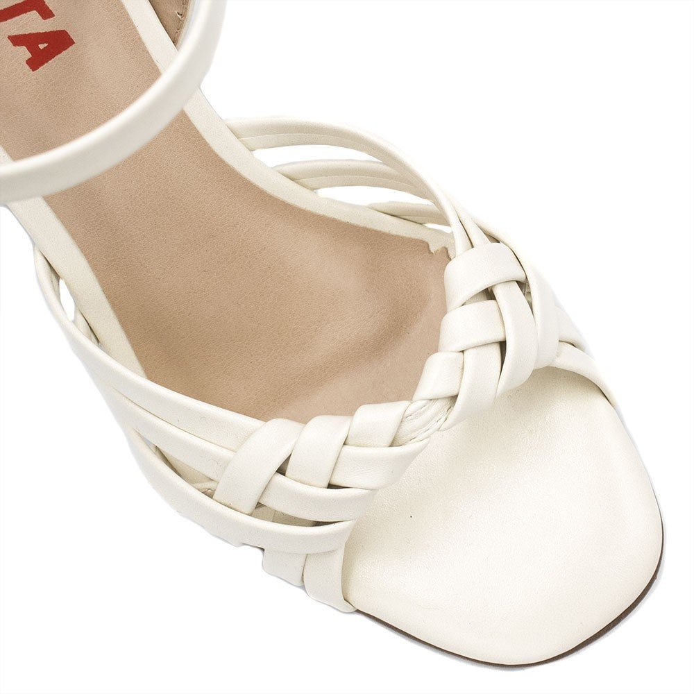 Sandália Zatta Tresse Salto Bloco Lúcia Off White Branco 5