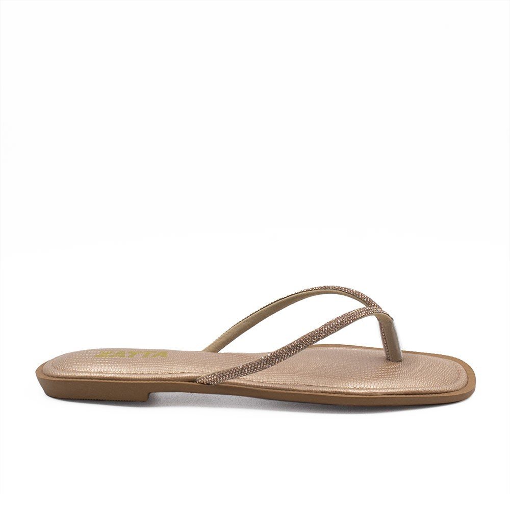 Chinelo de Dedo Zatta Strass Lumena Bronze Dourado 1