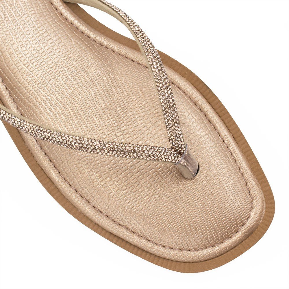 Chinelo de Dedo Zatta Strass Lumena Bronze Dourado 5