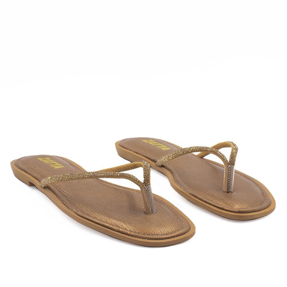 Chinelo de Dedo Zatta Strass Lumena Cobre Cobre 3