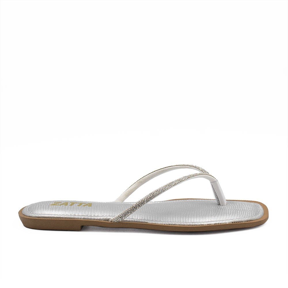 Chinelo de Dedo Zatta Strass Lumena Prata