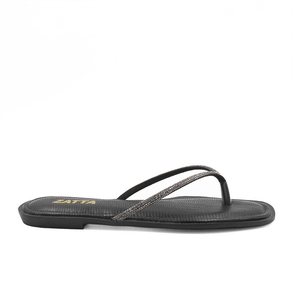 Chinelo de Dedo Zatta Strass Lumena Preto
