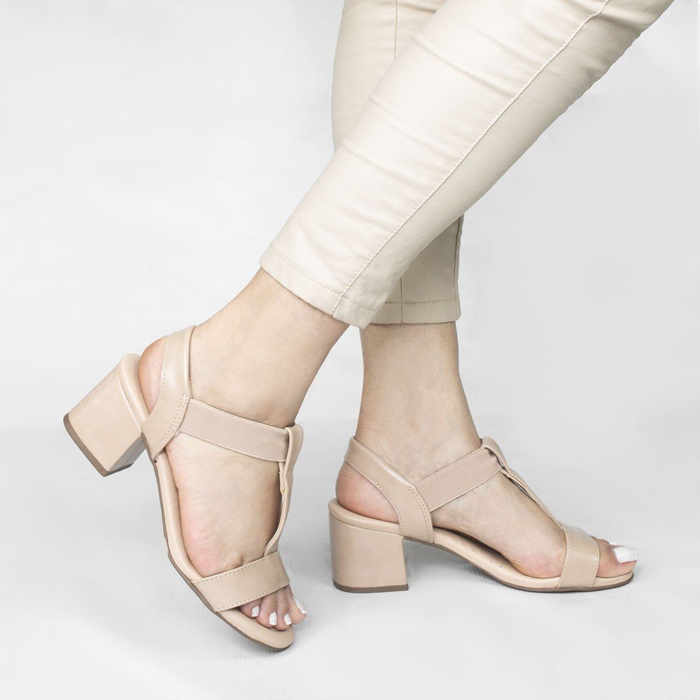 Sandália Zatta Elástico Salto Bloco Mayara Palha Nude 2