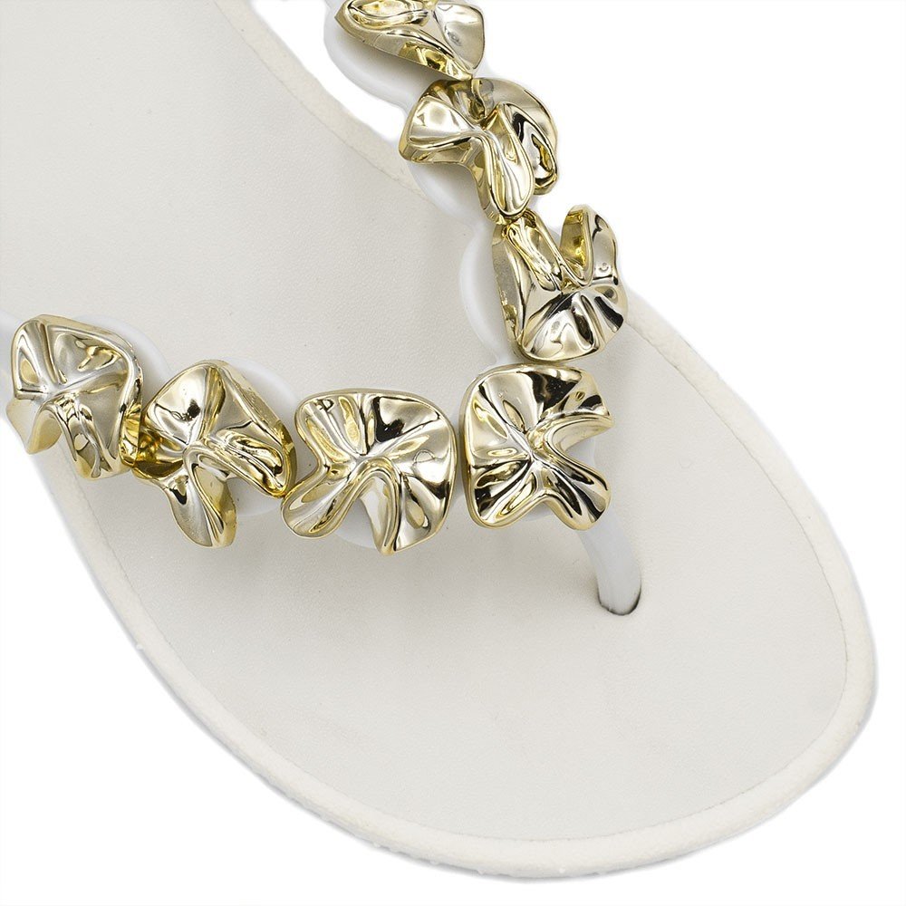 Chinelo Zatta De Dedo Detalhe de Aplicaçoes Virgínia Off White Branco 2