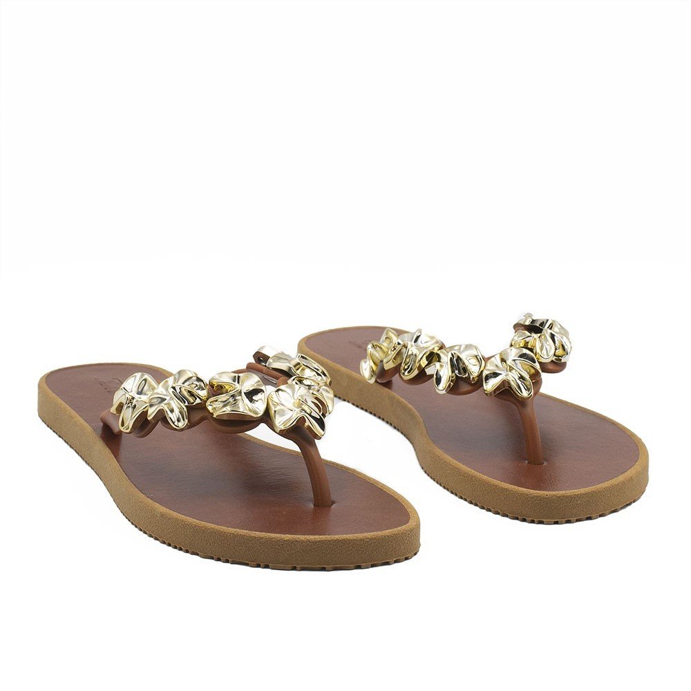 Chinelo Zatta De Dedo Detalhe de Aplicaçoes Virgínia Caramelo Marrom 3